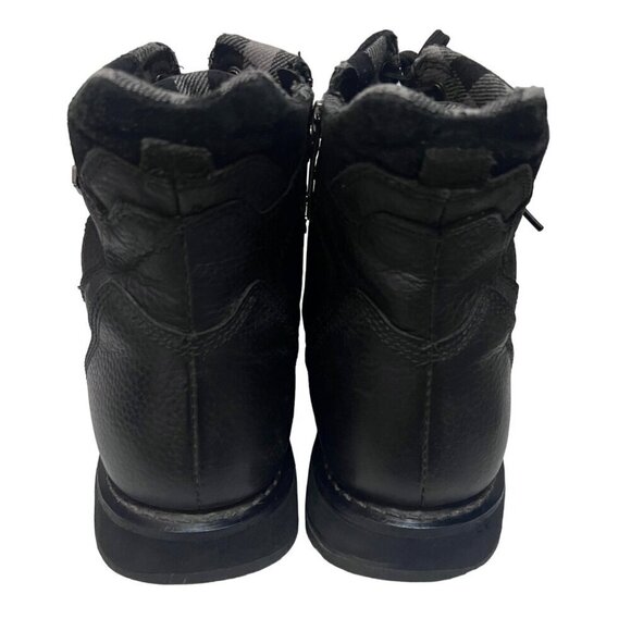 Harley Davidson Mens Stealth Black Leather Motorcycle Biker Boots Plaid Lined 13 main image 6